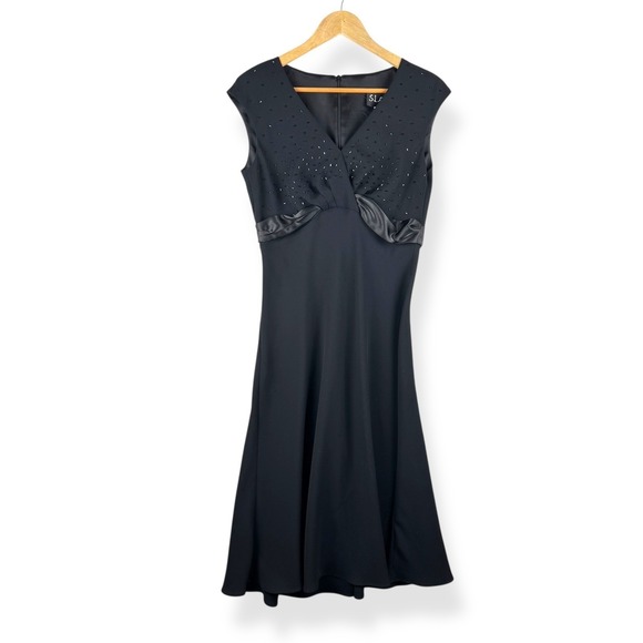 SL Fashions Dresses & Skirts - SL Fashions Black Beaded Evening Dress Womens Size 6 Formal Cocktail Y2K 2000s
